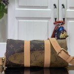 Louis Vuitton Keepall Bandoulière 25 M15428 Nigo Monogram & Damier Patchwork Canvas Bag