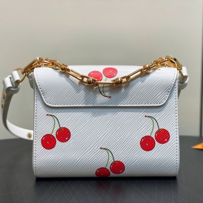 Louis Vuitton - Twist PM White Cherry Wave Epi Leather Handbag M13239 M50332 LV x Takashi Murakami