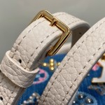 Louis Vuitton Capucines Mini Handbag Blue Denim M12947