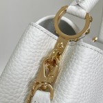 Louis Vuitton Capucines BB White Taurillon Calfskin Handbag with Gold Hardware