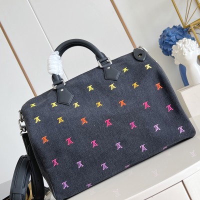 Louis Vuitton - Speedy 40 Bandoulière M14136 LV Blason Denim Bag Exclusive Pharrell-Inspired Edition
