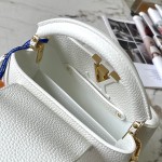 Louis Vuitton Capucines BB White Taurillon Calfskin Handbag with Gold Hardware