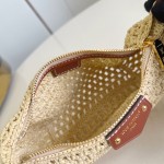 Louis Vuitton Hills Pochette M14304 Raffia and Leather Clutch
