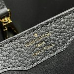 Louis Vuitton Capucines BB Black/White Taurillon Leather Handbag with Gold Hardware