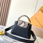 Louis Vuitton Capucines BB M81408 Black Python Dynamic Chip Leather Bag