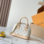 Louis Vuitton Alma Mini Handbag M25529 Monogram / M14933 Ivory White – Premium MB163c Chip