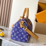 Louis Vuitton Speedy P9 Bandouliere 25 Handbag M11562 Windy Purple & M11561 Lake Blue with A-grade Full Steel Hardware (9.84 x 5.91 x 5.91 inches)