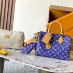 Louis Vuitton Speedy P9 Bandouliere 25 Handbag M11562 Windy Purple & M11561 Lake Blue with A-grade Full Steel Hardware (9.84 x 5.91 x 5.91 inches)