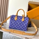 Louis Vuitton Speedy P9 Bandouliere 25 Handbag M11562 Windy Purple & M11561 Lake Blue with A-grade Full Steel Hardware (9.84 x 5.91 x 5.91 inches)