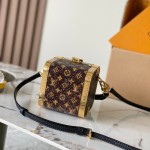 Louis Vuitton Treasure Box Limited Edition Handbag M83089 with Full Steel Hardware (4.13 x 4.13 x 4.13 inches)