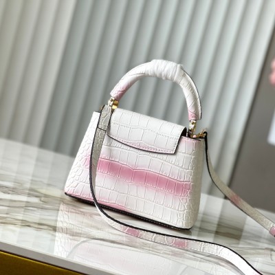 Louis Vuitton - Capucines N93163 in White and Pink Crocodile Leather
