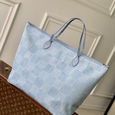 Louis Vuitton - Nevereverfull Tote Bag N00198 Damier Denim 3D Cotton Canvas