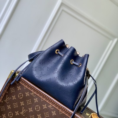 Louis Vuitton - Bella Bag M14315 Deep Blue Monogram Perforated Leather Replica