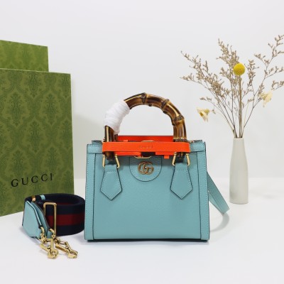 Gucci - 702732 Sky Blue Leather Handbag with Original Dust Bag