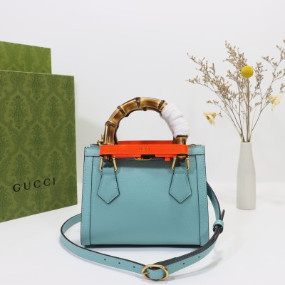 Gucci - 702732 Sky Blue Leather Handbag with Original Dust Bag