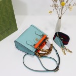GUCCI 702732 Sky Blue Leather Handbag with Original Dust Bag