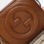 Gucci 742360 Brown and White Leather Handbag