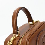 Gucci 742360 Brown and White Leather Handbag