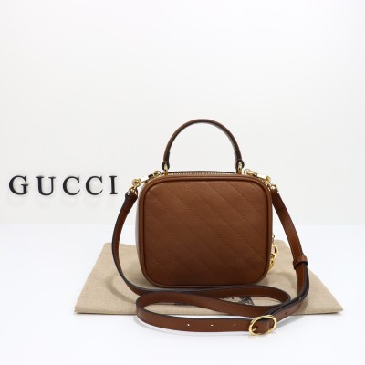 Gucci - 742360 Brown and White Leather Handbag