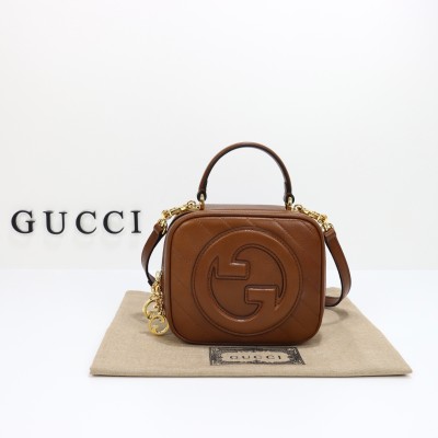 Gucci - 742360 Brown and White Leather Handbag