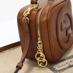 Gucci 742360 Brown and White Leather Handbag