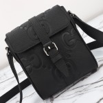 Gucci 760235 Black Embossed GG Leather Bag