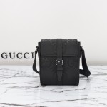 Gucci 760235 Black Embossed GG Leather Bag