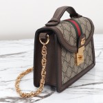 Gucci 696180 Apricot-Brown & Oat Beige Leather Shoulder Bag