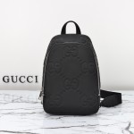 Gucci 766937 Black Embossed G Leather Shoulder Bag