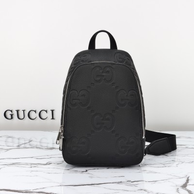 Gucci - 766937 Black Embossed G Leather Shoulder Bag