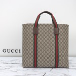 Gucci 763287 Apricot Brown Large Leather Tote Bag 39×41×16 cm