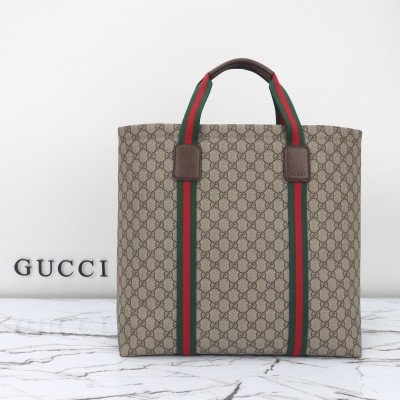 Gucci - 763287 Apricot Brown Large Leather Tote Bag 