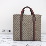 Gucci 763287 Apricot Brown Large Leather Tote Bag 39×41×16 cm