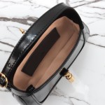Gucci 637091 Black and White Leather Handbag