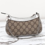 Gucci 764960 Brown Silver Leather Wallet Bag