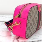 Gucci GG Leather Shoulder Bag 752591 Fluorescent Pink-Purple