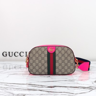 Gucci - GG Leather Shoulder Bag 752591 Fluorescent Pink-Purple Top Quality Original Factory Leather