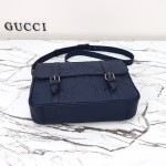 Gucci Blue Embossed GG Leather Shoulder Bag 760234