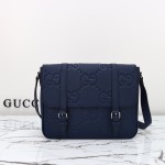 Gucci Blue Embossed GG Leather Shoulder Bag 760234