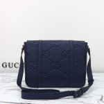Gucci Blue Embossed GG Leather Shoulder Bag 760234
