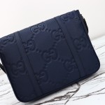 Gucci Blue Embossed GG Leather Shoulder Bag 760234