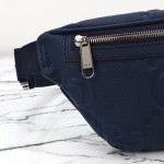 Gucci 658582 Blue Leather Embossed Large G Shoulder Bag
