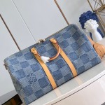 Louis Vuitton Keepall Bandoulière 50 Damier Denim 3D Travel Bag M40739 Replica