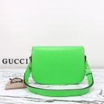 Gucci 602204 White Leather Shoulder Bag with Red and Green Accents