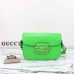 Gucci 602204 White Leather Shoulder Bag with Red and Green Accents
