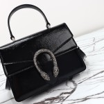 Gucci 799599 Patent Leather Shoulder Bag in Black and Off-White