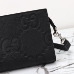 Gucci 795240 Black Embossed Large G Leather Shoulder Bag