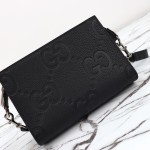 Gucci 795240 Black Embossed Large G Leather Shoulder Bag