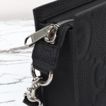 Gucci 795240 Black Embossed Large G Leather Shoulder Bag