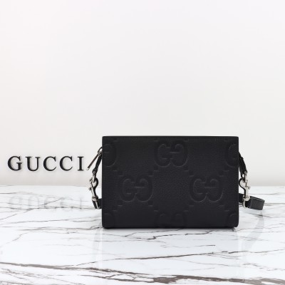 Gucci - 795240 Black Embossed Large G Leather Shoulder Bag 
